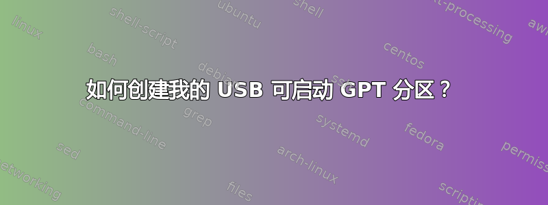 如何创建我的 USB 可启动 GPT 分区？