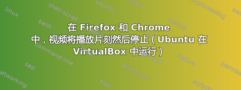 在 Firefox 和 Chrome 中，视频将播放片刻然后停止（Ubuntu 在 VirtualBox 中运行）