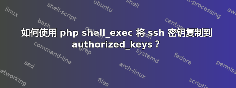 如何使用 php shell_exec 将 ssh 密钥复制到 authorized_keys？