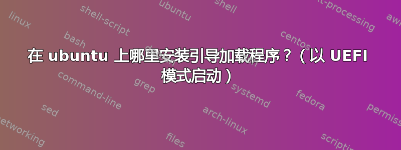 在 ubuntu 上哪里安装引导加载程序？（以 UEFI 模式启动）