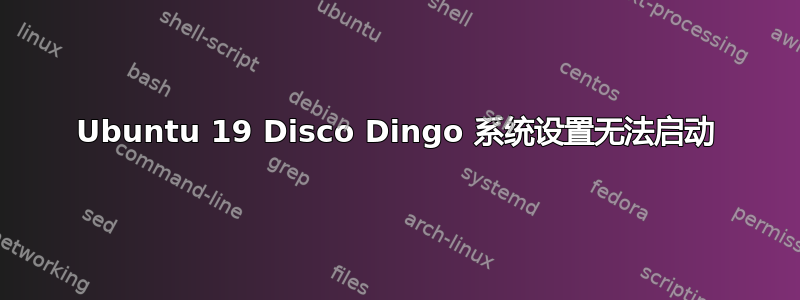 Ubuntu 19 Disco Dingo 系统设置无法启动