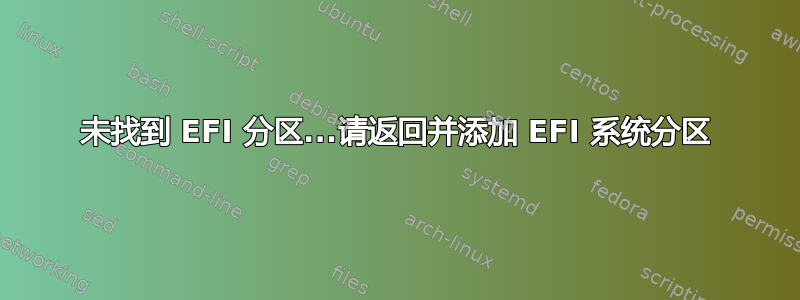 未找到 EFI 分区...请返回并添加 EFI 系统分区