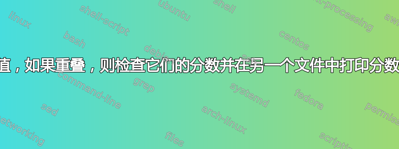 检查两个值，如果重叠，则检查它们的分数并在另一个文件中打印分数最高的值