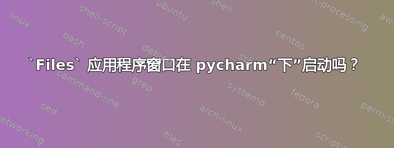 `Files` 应用程序窗口在 pycharm“下”启动吗？