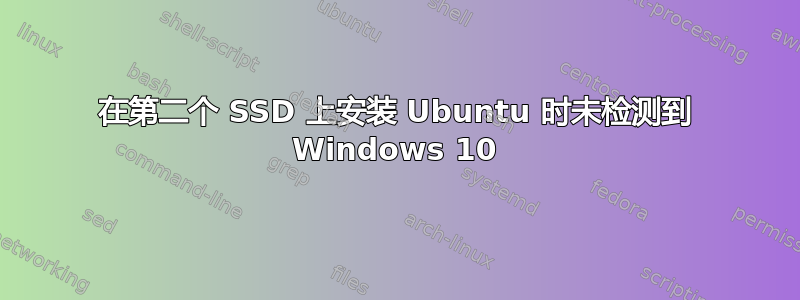 在第二个 SSD 上安装 Ubuntu 时未检测到 Windows 10