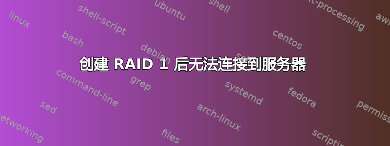 创建 RAID 1 后无法连接到服务器