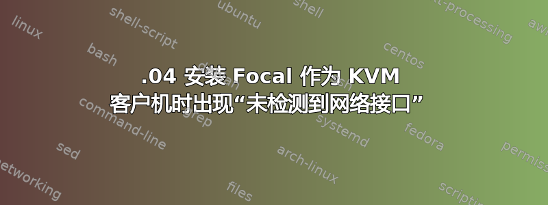 20.04 安装 Focal 作为 KVM 客户机时出现“未检测到网络接口” 