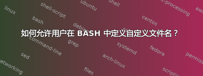 如何允许用户在 BASH 中定义自定义文件名？