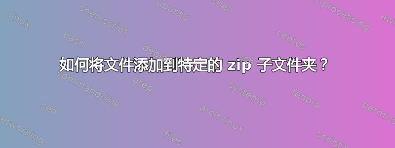 如何将文件添加到特定的 zip 子文件夹？