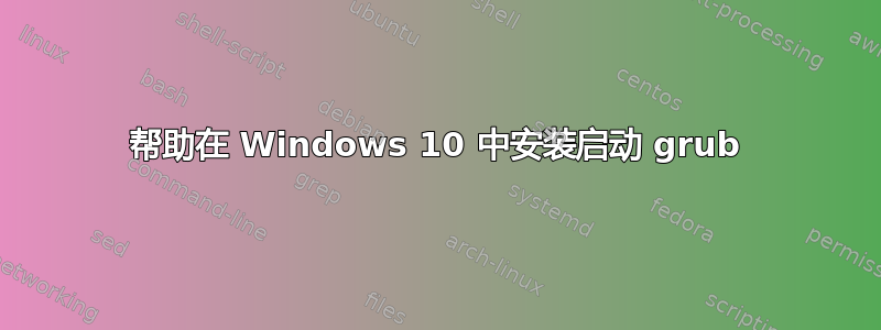 帮助在 Windows 10 中安装启动 grub