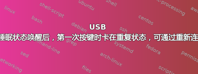 USB 键盘从睡眠状态唤醒后，第一次按键时卡在重复状态，可通过重新连接解决