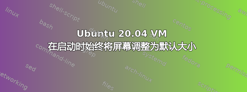 Ubuntu 20.04 VM 在启动时始终将屏幕调整为默认大小