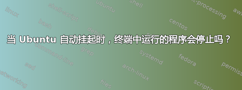 当 Ubuntu 自动挂起时，终端中运行的程序会停止吗？