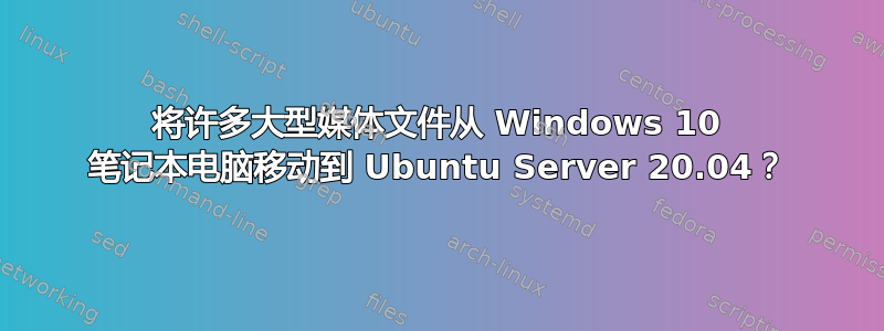 将许多大型媒体文件从 Windows 10 笔记本电脑移动到 Ubuntu Server 20.04？