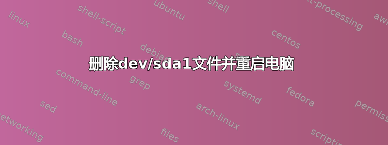 删除dev/sda1文件并重启电脑