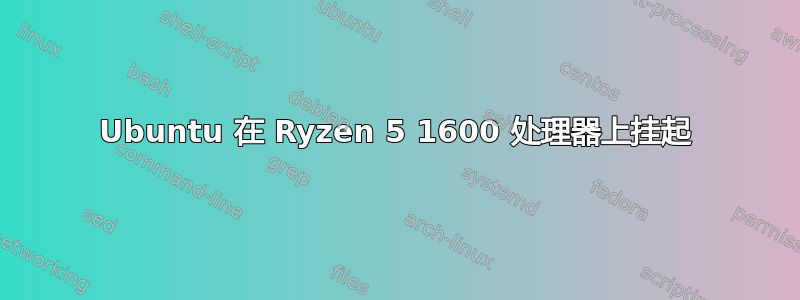 Ubuntu 在 Ryzen 5 1600 处理器上挂起