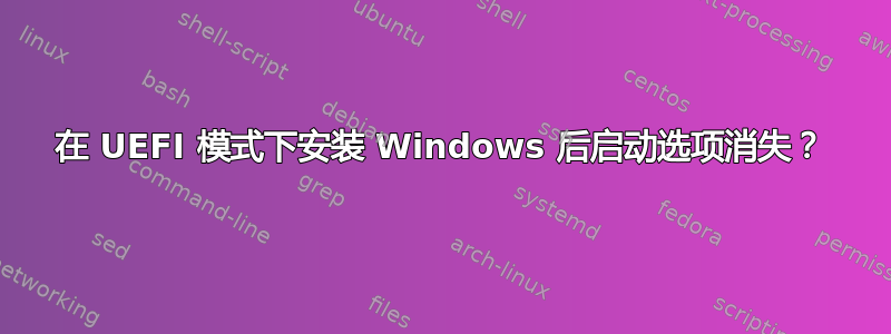 在 UEFI 模式下安装 Windows 后启动选项消失？