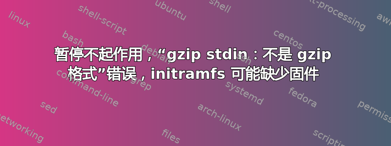 暂停不起作用，“gzip stdin：不是 gzip 格式”错误，initramfs 可能缺少固件