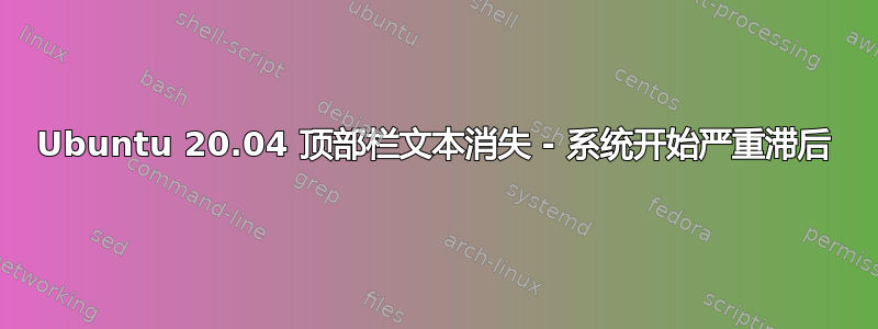 Ubuntu 20.04 顶部栏文本消失 - 系统开始严重滞后