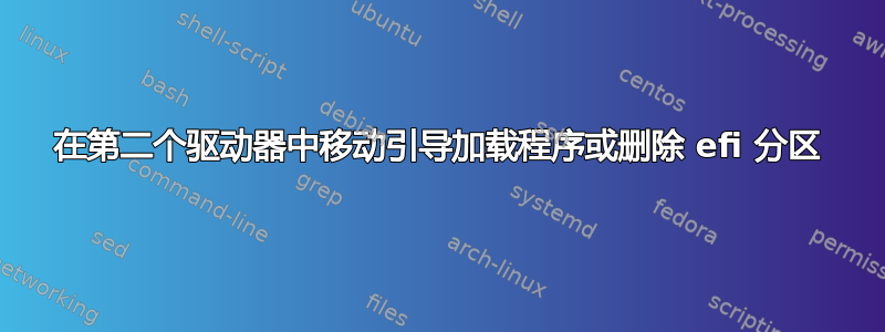 在第二个驱动器中移动引导加载程序或删除 efi 分区