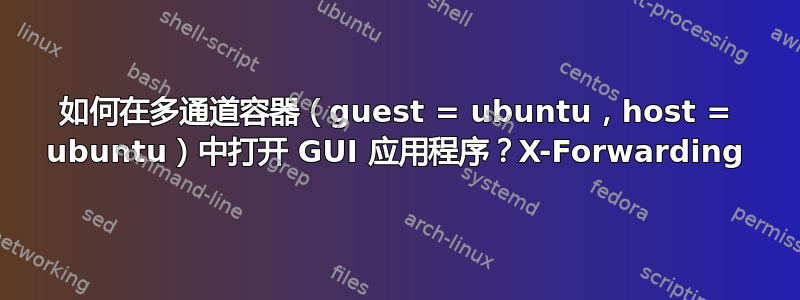 如何在多通道容器（guest = ubuntu，host = ubuntu）中打开 GUI 应用程序？X-Forwarding