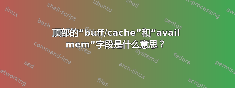 顶部的“buff/cache”和“avail mem”字段是什么意思？