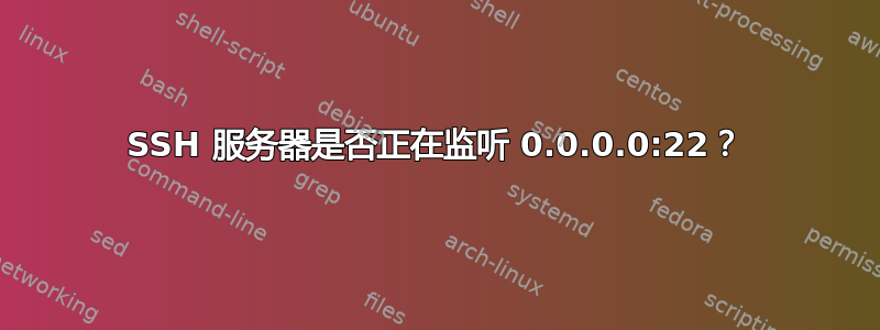 SSH 服务器是否正在监听 0.0.0.0:22？