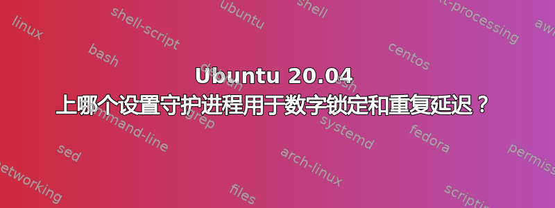 Ubuntu 20.04 上哪个设置守护进程用于数字锁定和重复延迟？