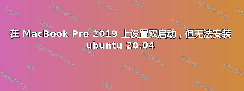 在 MacBook Pro 2019 上设置双启动，但无法安装 ubuntu 20.04