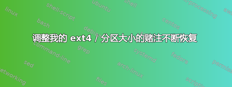 调整我的 ext4 / 分区大小的赌注不断恢复