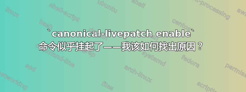 `canonical-livepatch enable` 命令似乎挂起了——我该如何找出原因？