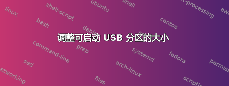 调整可启动 USB 分区的大小