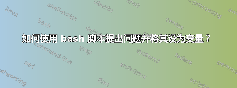 如何使用 bash 脚本提出问题并将其设为变量？