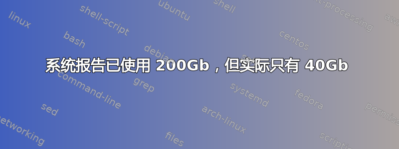 系统报告已使用 200Gb，但实际只有 40Gb