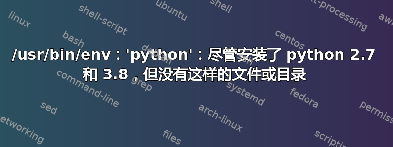 /usr/bin/env：'python'：尽管安装了 python 2.7 和 3.8，但没有这样的文件或目录