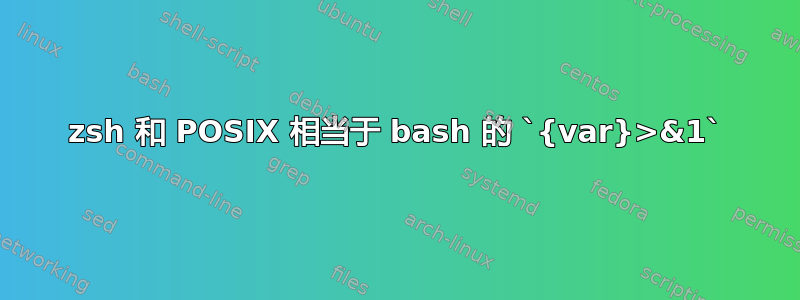 zsh 和 POSIX 相当于 bash 的 `{var}>&1`