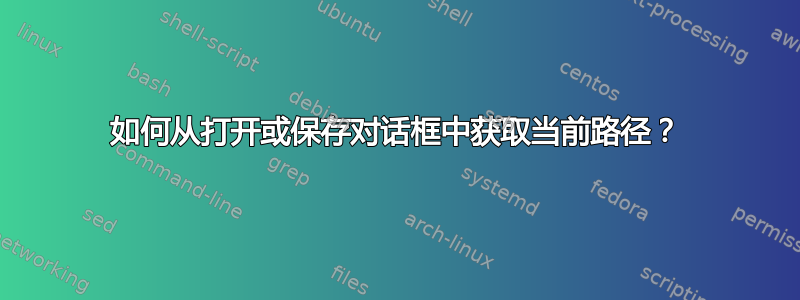 如何从打开或保存对话框中获取当前路径？