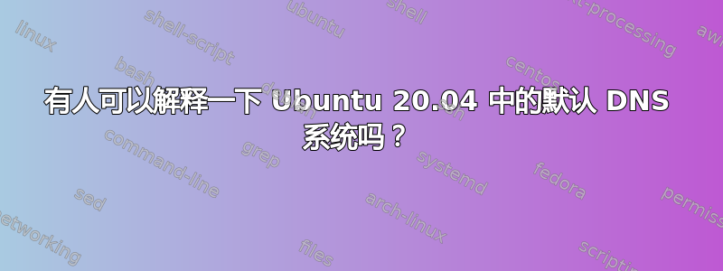 有人可以解释一下 Ubuntu 20.04 中的默认 DNS 系统吗？