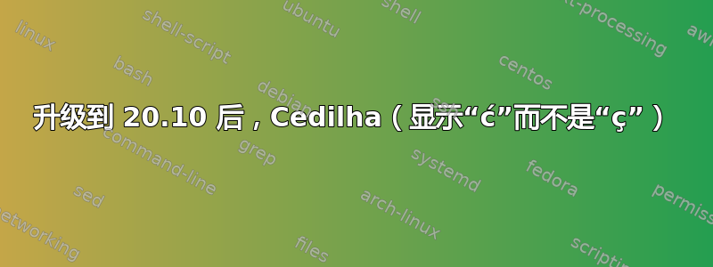 升级到 20.10 后，Cedilha（显示“ć”而不是“ç”）