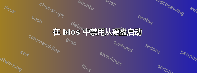 在 bios 中禁用从硬盘启动