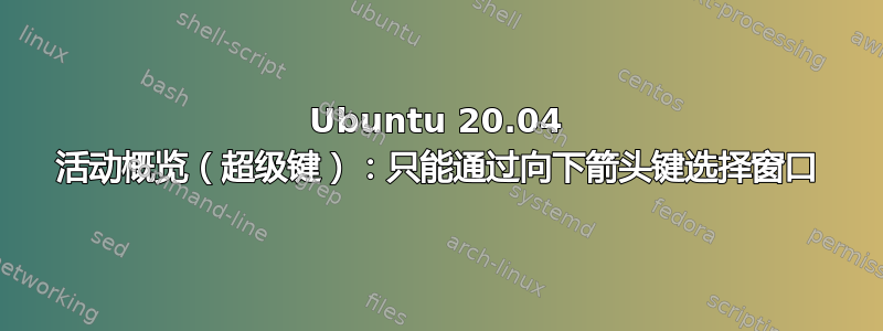 Ubuntu 20.04 活动概览（超级键）：只能通过向下箭头键选择窗口