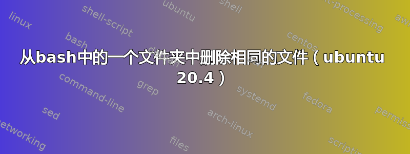 从bash中的一个文件夹中删除相同的文件（ubuntu 20.4）