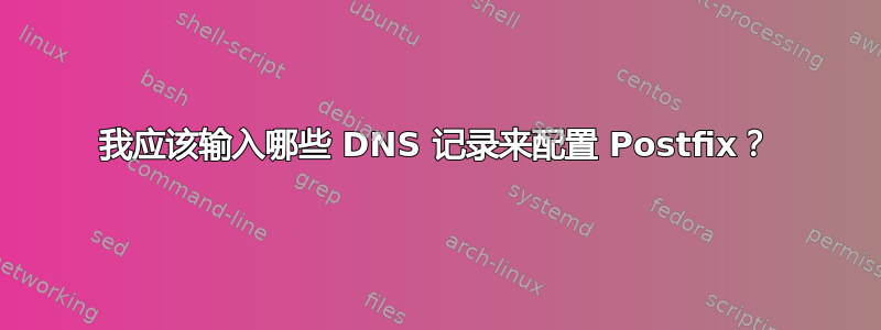 我应该输入哪些 DNS 记录来配置 Postfix？