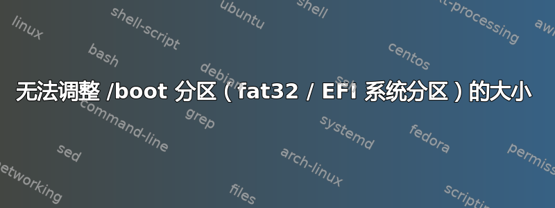 无法调整 /boot 分区（fat32 / EFI 系统分区）的大小