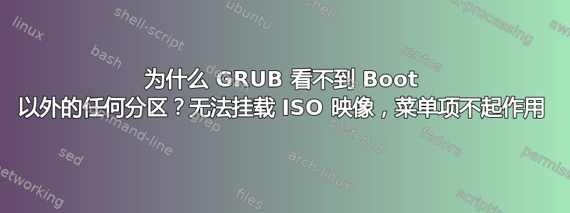 为什么 GRUB 看不到 Boot 以外的任何分区？无法挂载 ISO 映像，菜单项不起作用