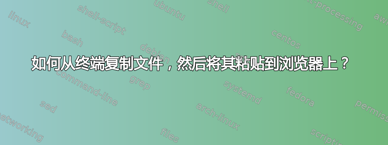 如何从终端复制文件，然后将其粘贴到浏览器上？