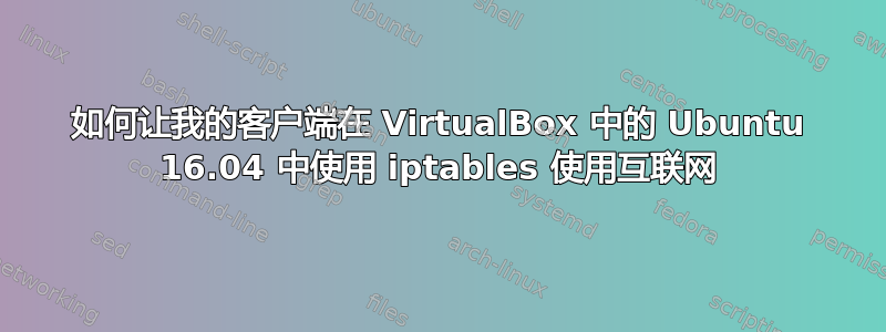 如何让我的客户端在 VirtualBox 中的 Ubuntu 16.04 中使用 iptables 使用互联网