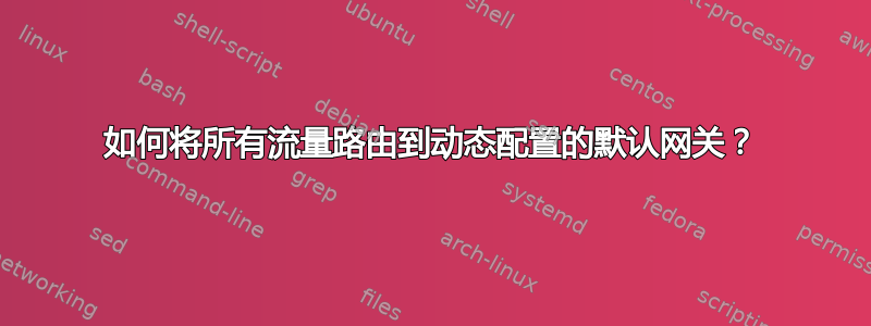 如何将所有流量路由到动态配置的默认网关？