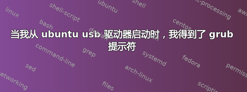 当我从 ubuntu usb 驱动器启动时，我得到了 grub 提示符