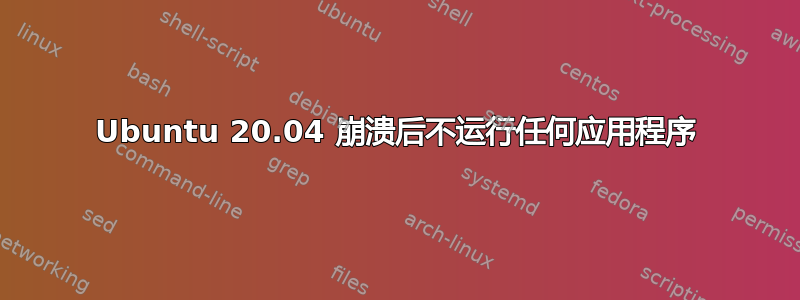 Ubuntu 20.04 崩溃后不运行任何应用程序